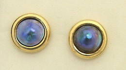 E9 Paua or Blue pearl gold stud Earrings